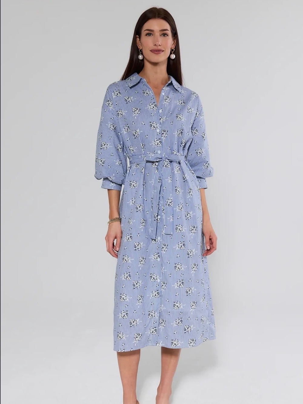 NWT Avara Summerlyn Stripe Floral Shirt Dress